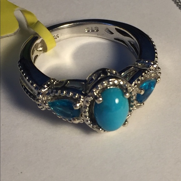 Arizona Sleeping Beauty Turquoise Set in sterling - Picture 5 of 7